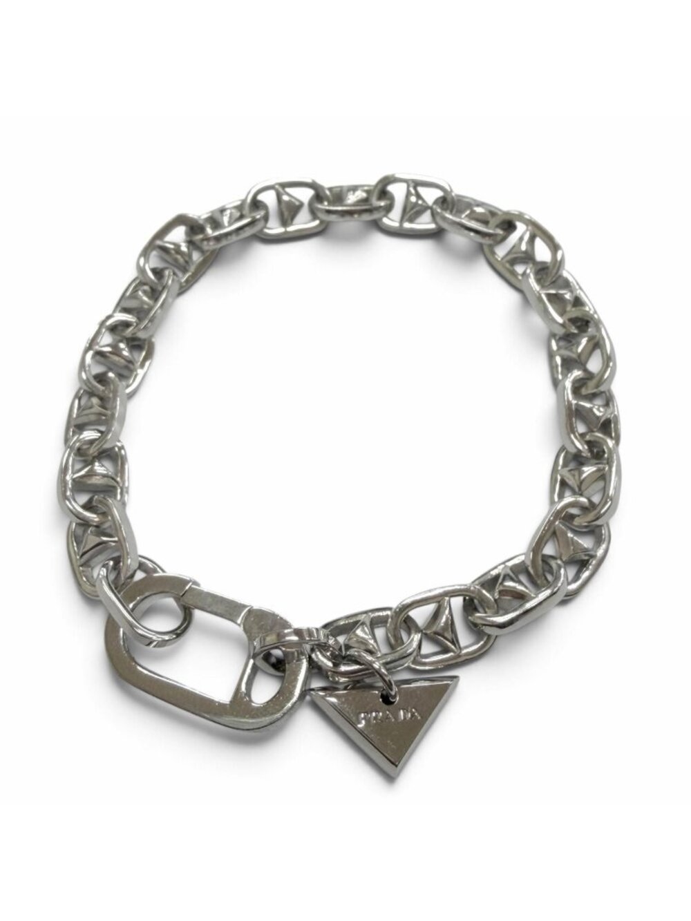 Prada Triangle Charm Chain Bracelet Silver